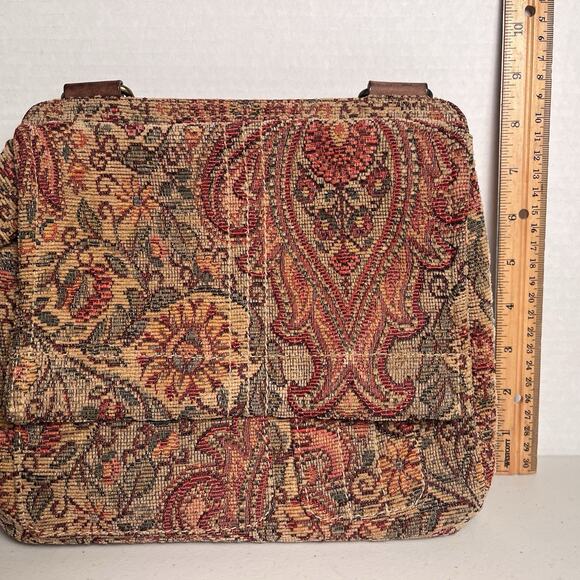 Fossil Crossbody Purse Paisley Tapestry Twill Shoulder Bag Boho Hippie Y2K - Picture 11 of 16